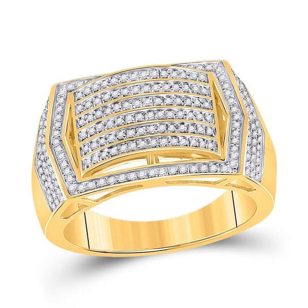 10kt Yellow Gold His Round Diamond Cluster Ring 5/8 Cttw