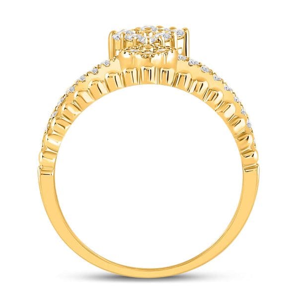 10kt Yellow Gold  Round Diamond Offset Square Fashion Ring 1/2 Cttw - Image 4