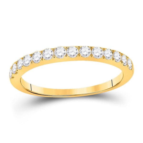 10kt Yellow Gold  Round Diamond Wedding Single Row Band 1/2 Cttw