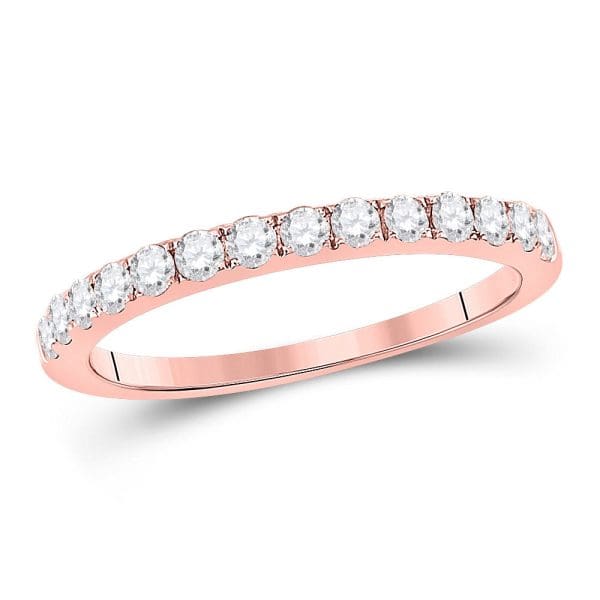 10kt Rose Gold  Round Diamond Wedding Single Row Band 1/2 Cttw