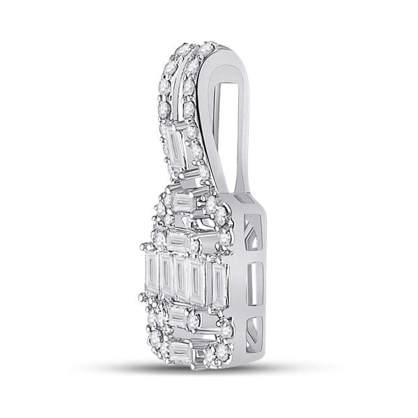 Baguette Diamond Square Pendant - 14kt White Gold - Image 2