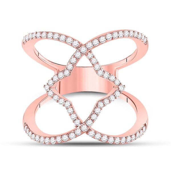 14kt Rose Gold  Round Diamond Starburst Negative Space Ring 1/2 Cttw - Image 2
