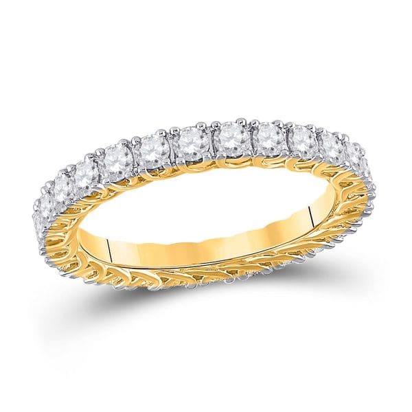 14kt Yellow Gold  Round Diamond Eternity Wedding Band 1-1/2 Cttw