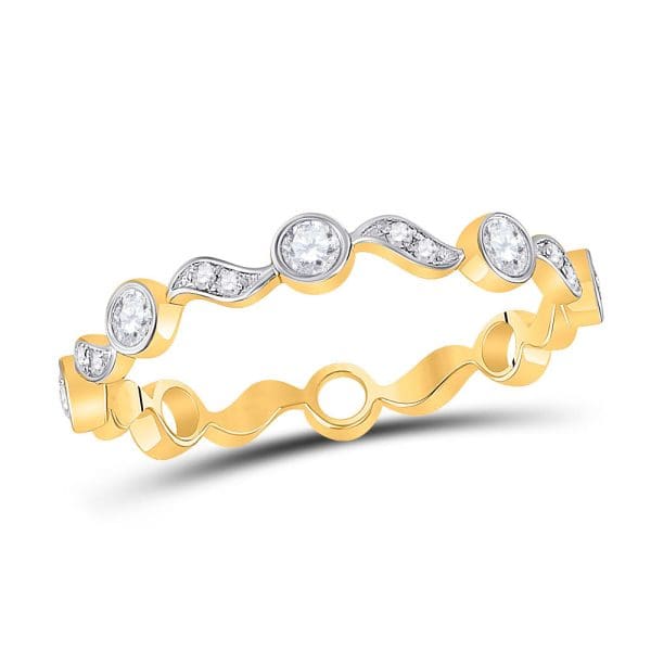 10kt Yellow Gold  Round Diamond Stackable Band Ring 1/4 Cttw
