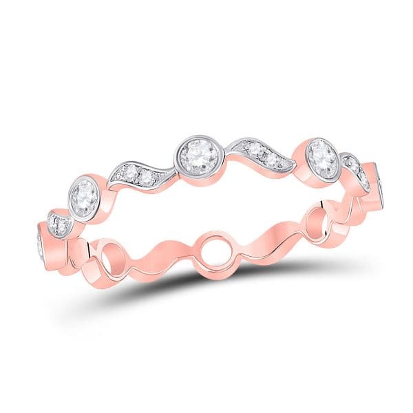 10kt Rose Gold  Round Diamond Stackable Band Ring 1/4 Cttw