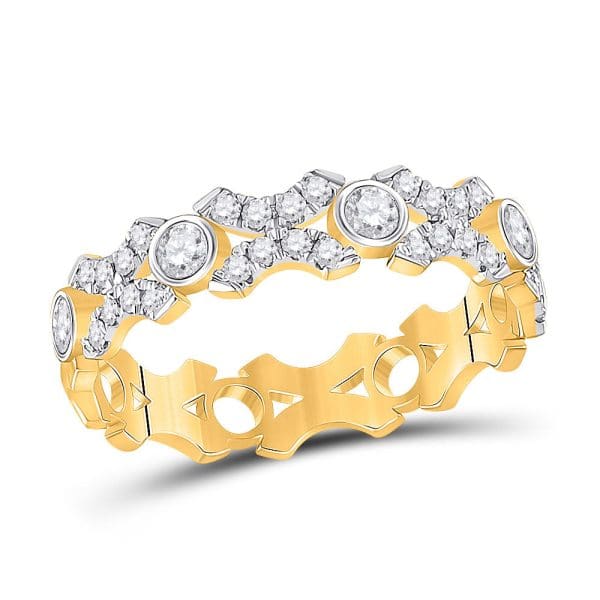 10kt Yellow Gold  Round Diamond XOXO Stackable Band Ring 1/2 Cttw