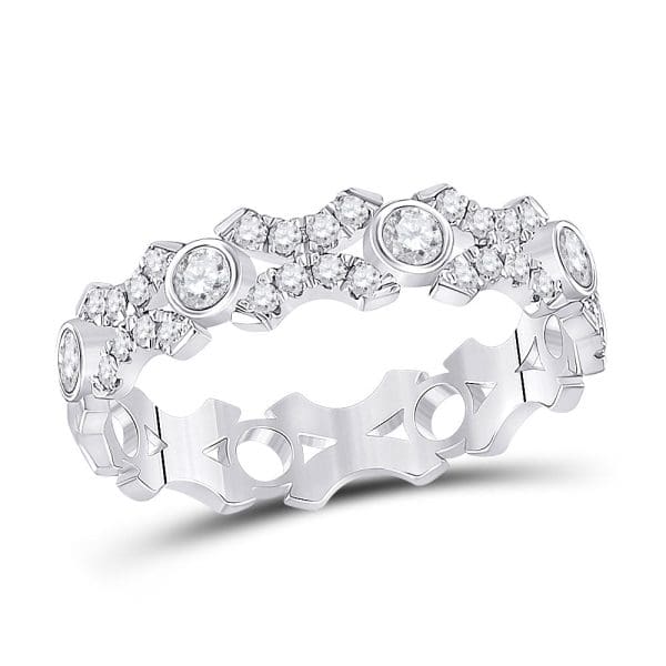 10kt White Gold  Round Diamond XOXO Stackable Band Ring 1/2 Cttw