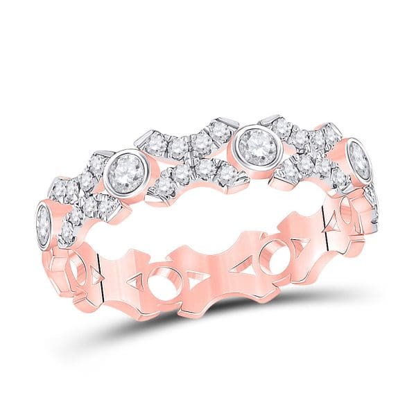 10kt Rose Gold  Round Diamond XOXO Stackable Band Ring 1/2 Cttw