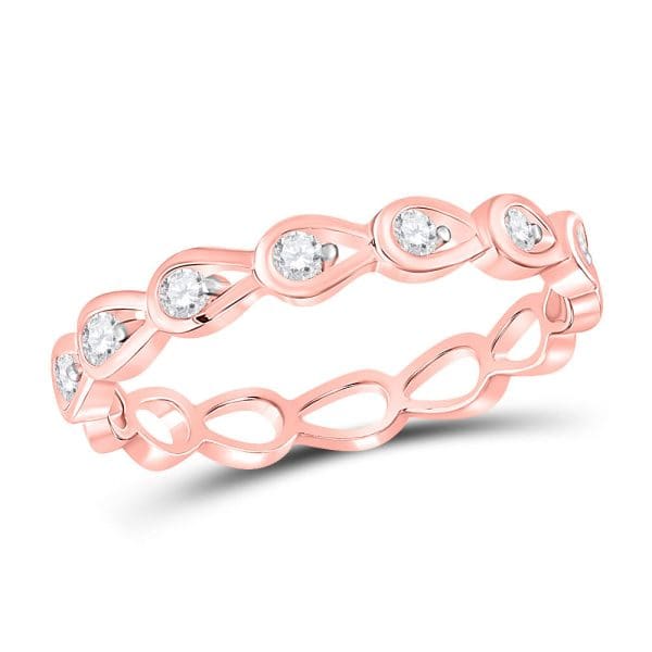 10kt Rose Gold  Round Diamond Stackable Band Ring 1/5 Cttw