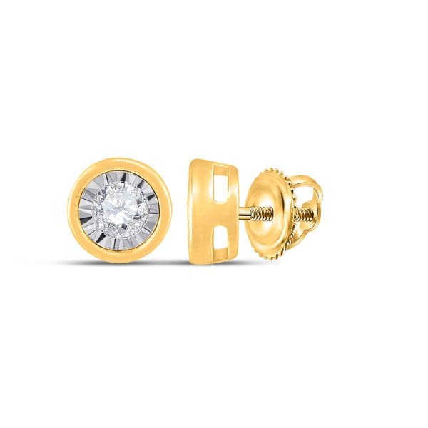 10kt Yellow Gold  Round Diamond Solitaire Earrings 1/6 Cttw