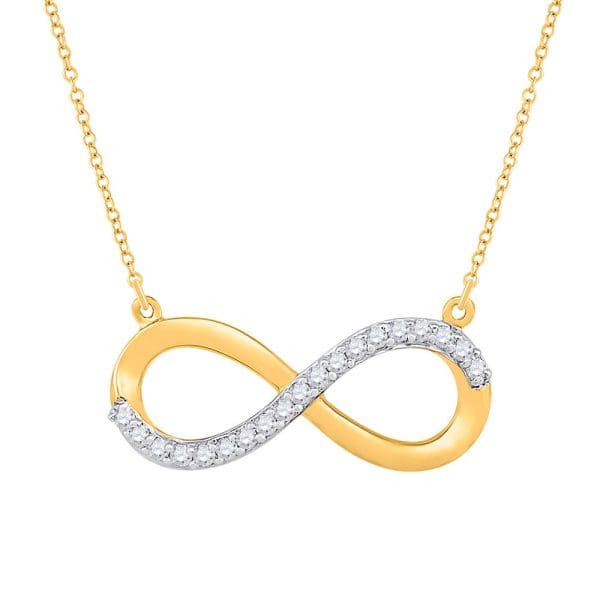 10kt Yellow Gold  Round Diamond Infinity Necklace 1/20 Cttw