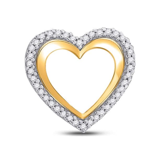 10kt Yellow Gold  Round Diamond Heart Pendant 1/8 Cttw