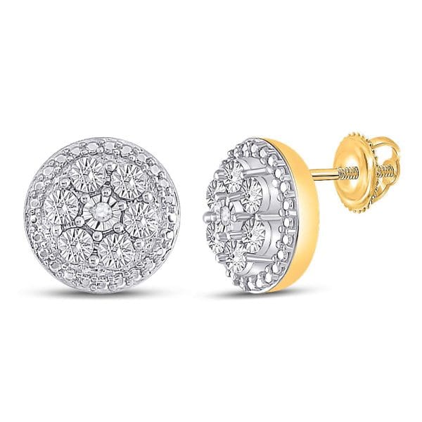 10kt Yellow Gold  Round Diamond Illusion Cluster Earrings .01 Cttw