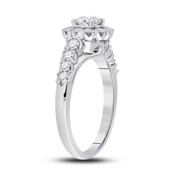 14kt White Gold Round Diamond Solitaire Bridal Wedding Engagement Ring 1 Cttw - Image 3
