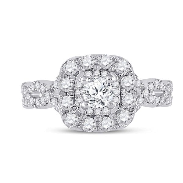 14kt White Gold Round Diamond Halo Bridal Wedding Engagement Ring 1 Cttw - Image 3