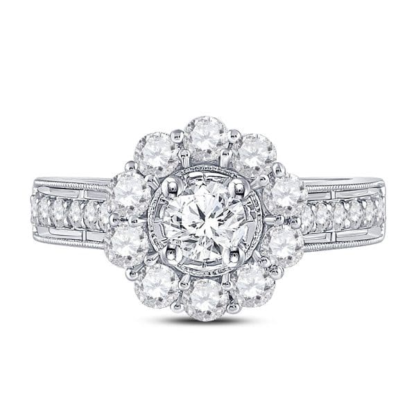 14kt White Gold Round Diamond Solitaire Bridal Wedding Engagement Ring 1-5/8 Cttw - Image 2