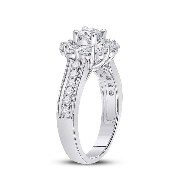14kt White Gold Round Diamond Solitaire Bridal Wedding Engagement Ring 1-5/8 Cttw - Image 3