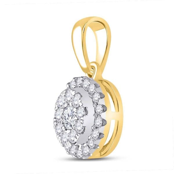 10kt Yellow Gold  Round Diamond Cluster Pendant 1/4 Cttw - Image 2