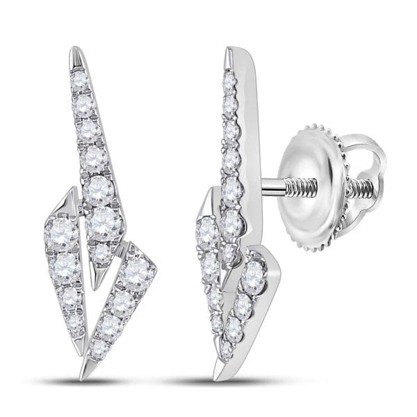 14kt White Gold  Round Diamond Fashion Earrings 1/2 Cttw