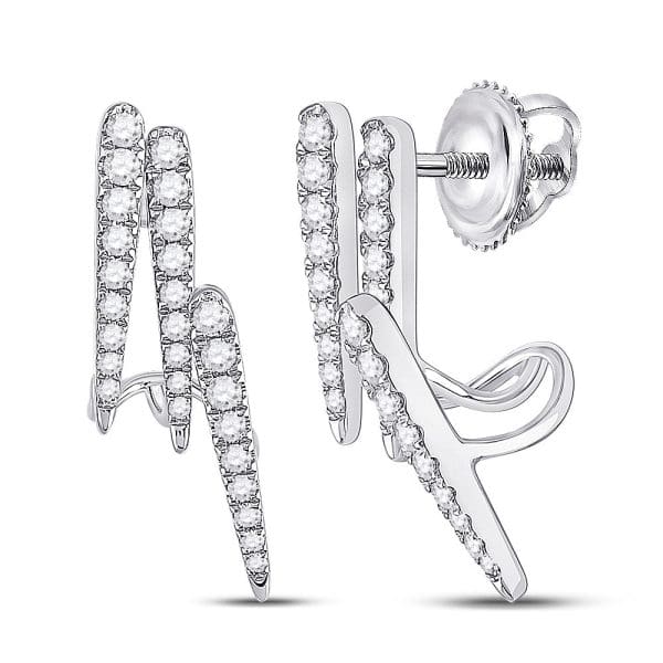 14kt White Gold  Round Diamond Fashion Earrings 5/8 Cttw