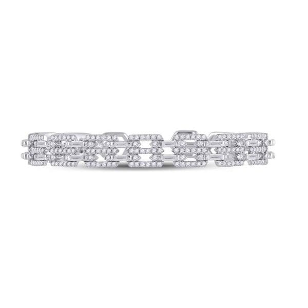 14kt White Gold  Baguette Diamond Bangle Bracelet 2-1/2 Cttw - Image 2