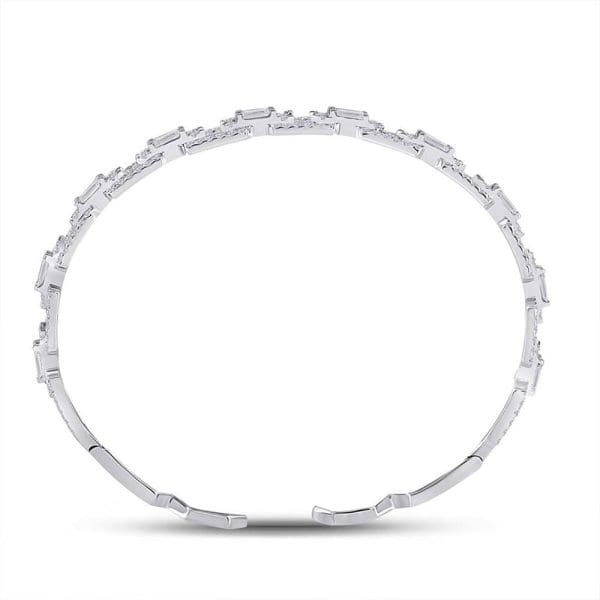 14kt White Gold  Baguette Diamond Bangle Bracelet 2-1/2 Cttw - Image 4