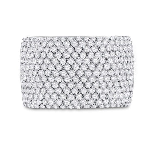 14kt White Gold  Round Diamond Pave Band Ring 2-1/4 Cttw - Image 2