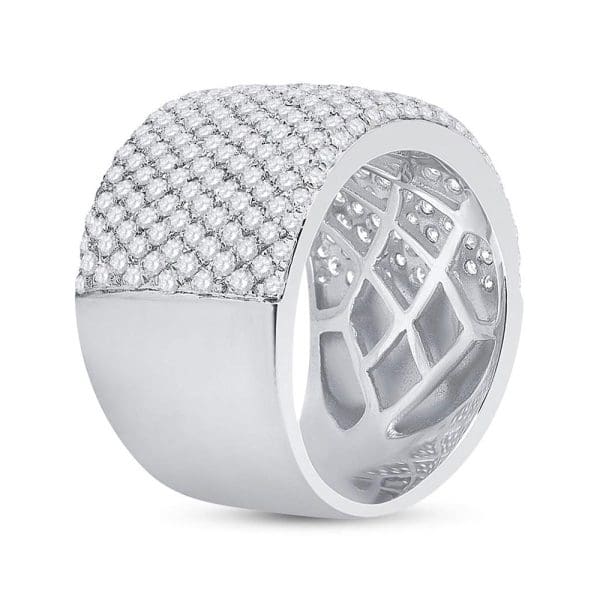 14kt White Gold  Round Diamond Pave Band Ring 2-1/4 Cttw - Image 3