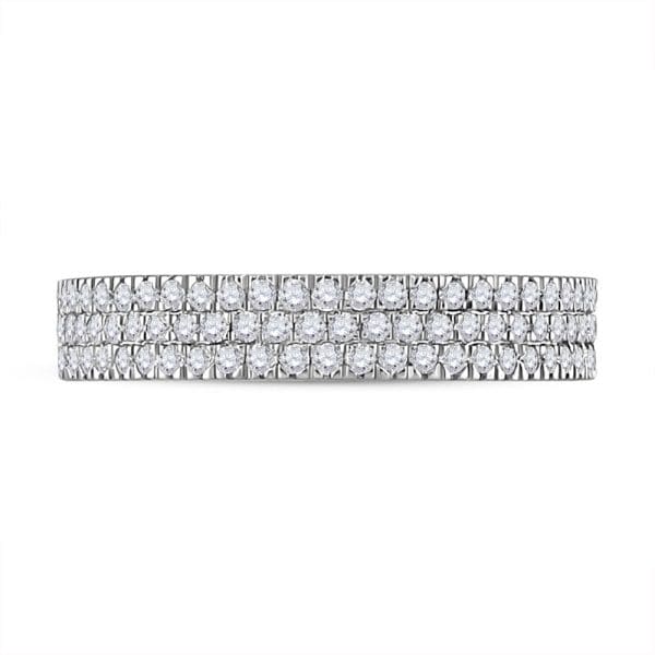 10kt White Gold  Round Diamond Pave Band Ring 1/2 Cttw - Image 2