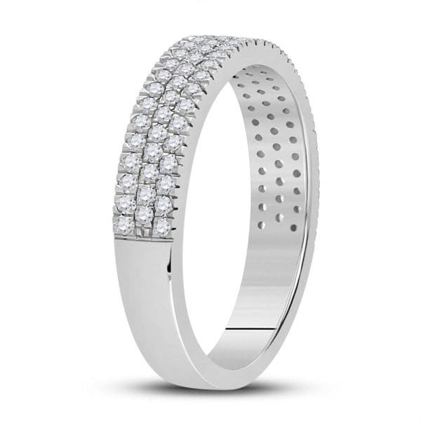 10kt White Gold  Round Diamond Pave Band Ring 1/2 Cttw - Image 3