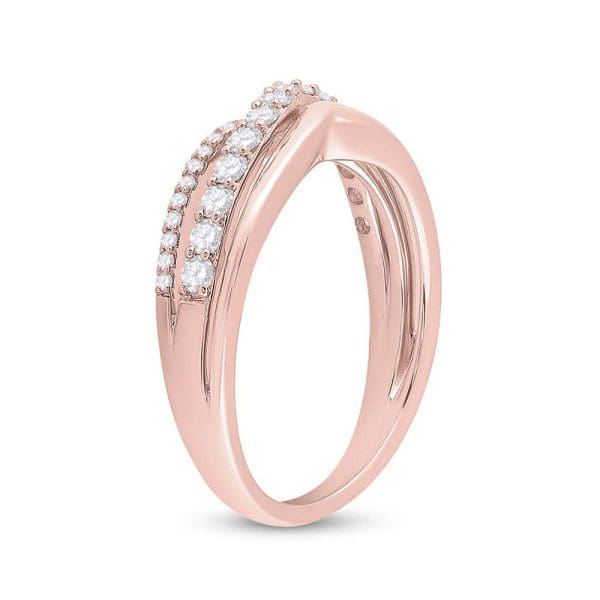 10kt Rose Gold  Round Diamond Band Ring 1/2 Cttw - Image 3