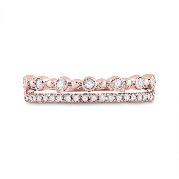 10kt Rose Gold  Round Diamond Band Ring 1/5 Cttw - Image 2