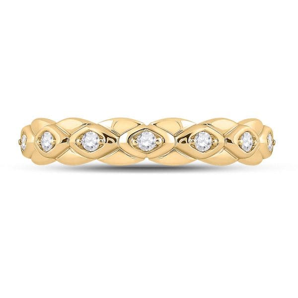 10kt Yellow Gold  Round Diamond Band Ring 1/10 Cttw - Image 2