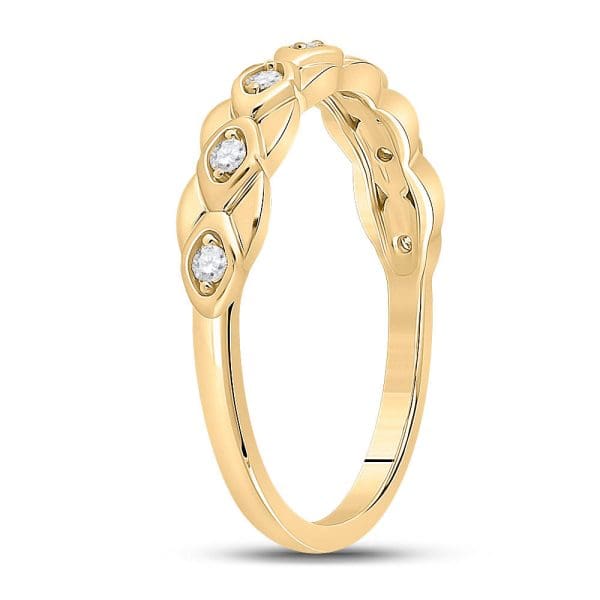 10kt Yellow Gold  Round Diamond Band Ring 1/10 Cttw - Image 3