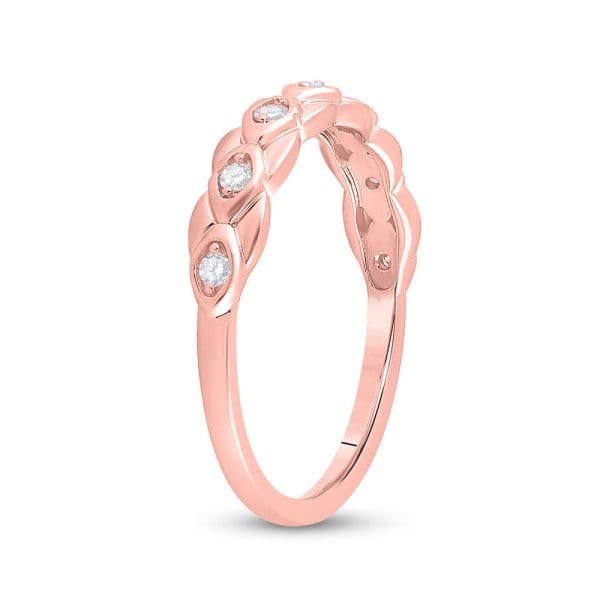 10kt Rose Gold  Round Diamond Band Ring 1/10 Cttw - Image 3
