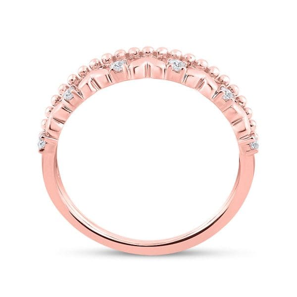 10kt Rose Gold  Round Diamond Heart Band Ring 1/10 Cttw - Image 3