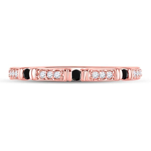10kt Rose Gold  Round Black Color Enhanced Diamond Band Ring 1/10 Cttw - Image 3