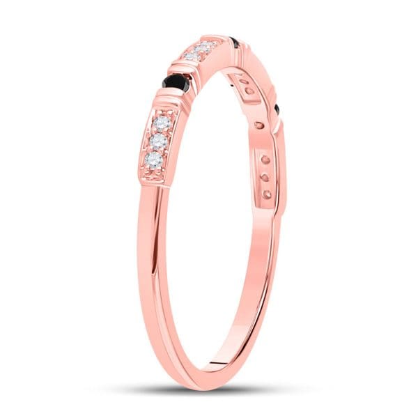 10kt Rose Gold  Round Black Color Enhanced Diamond Band Ring 1/10 Cttw - Image 4