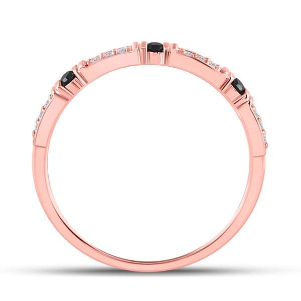 10kt Rose Gold  Round Black Color Enhanced Diamond Band Ring 1/10 Cttw - Image 2