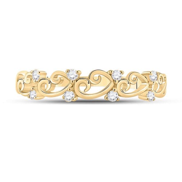 10kt Yellow Gold  Round Diamond Curl Band Ring 1/10 Cttw - Image 2