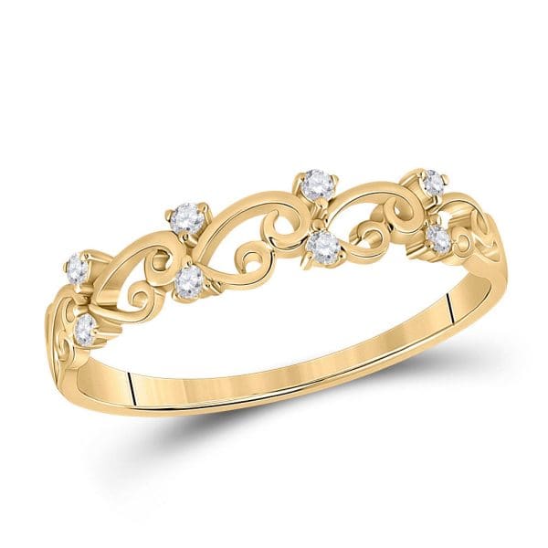 10kt Yellow Gold  Round Diamond Curl Band Ring 1/10 Cttw