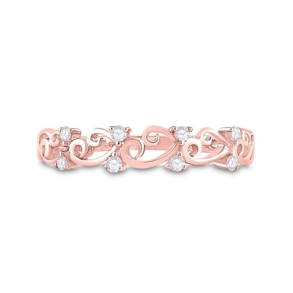 10kt Rose Gold  Round Diamond Curl Band Ring 1/10 Cttw - Image 2