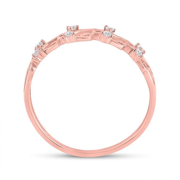 10kt Rose Gold  Round Diamond Curl Band Ring 1/10 Cttw - Image 4