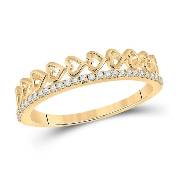 10kt Yellow Gold  Round Diamond Heart Band Ring 1/6 Cttw