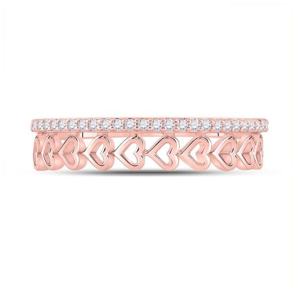 Round Diamond Heart Band Ring 1- 10K Rose Gold - Image 2