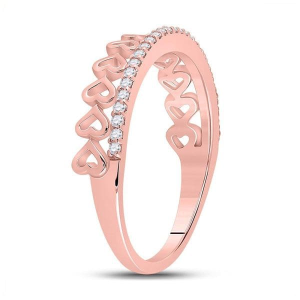 Round Diamond Heart Band Ring 1- 10K Rose Gold - Image 3