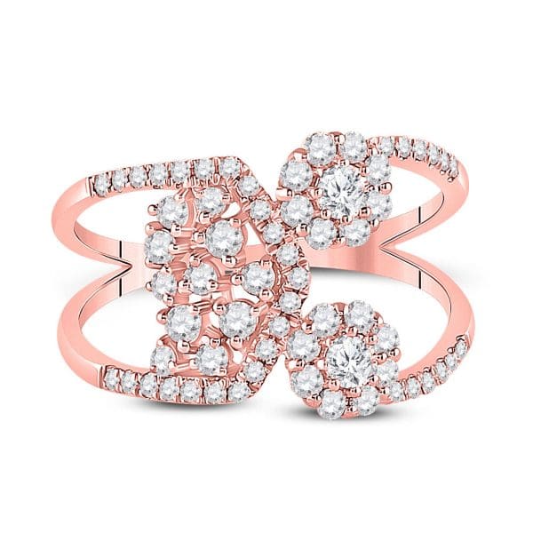14kt Rose Gold  Round Diamond Modern Negative Space Band Ring 3/4 Cttw - Image 2