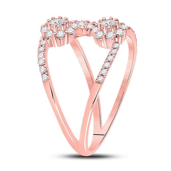 14kt Rose Gold  Round Diamond Modern Negative Space Band Ring 3/4 Cttw - Image 3