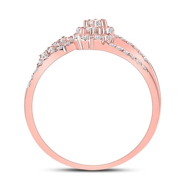 14kt Rose Gold  Round Diamond Modern Negative Space Band Ring 3/4 Cttw - Image 4