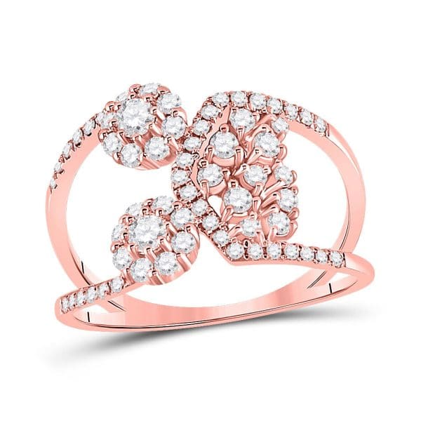 14kt Rose Gold  Round Diamond Modern Negative Space Band Ring 3/4 Cttw